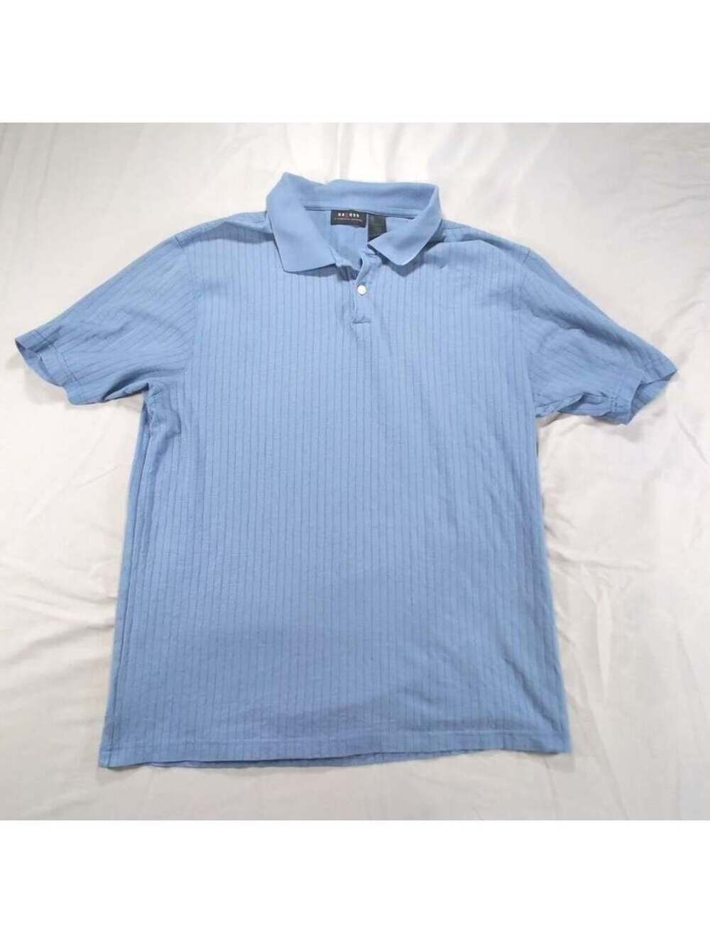 Axcess by Claiborne Men's Light Blue Ribbed Polo Shirt, Size Large, Short Sleeve